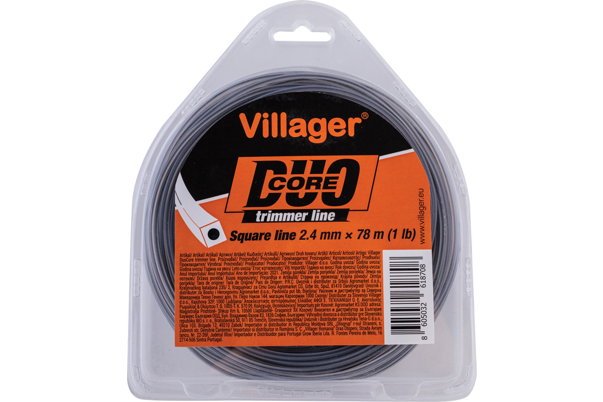 068395 Silk za trimer 2.7mm X 62m (1LB) - Duo core - Četvrtasta nit Villager - Slika 1