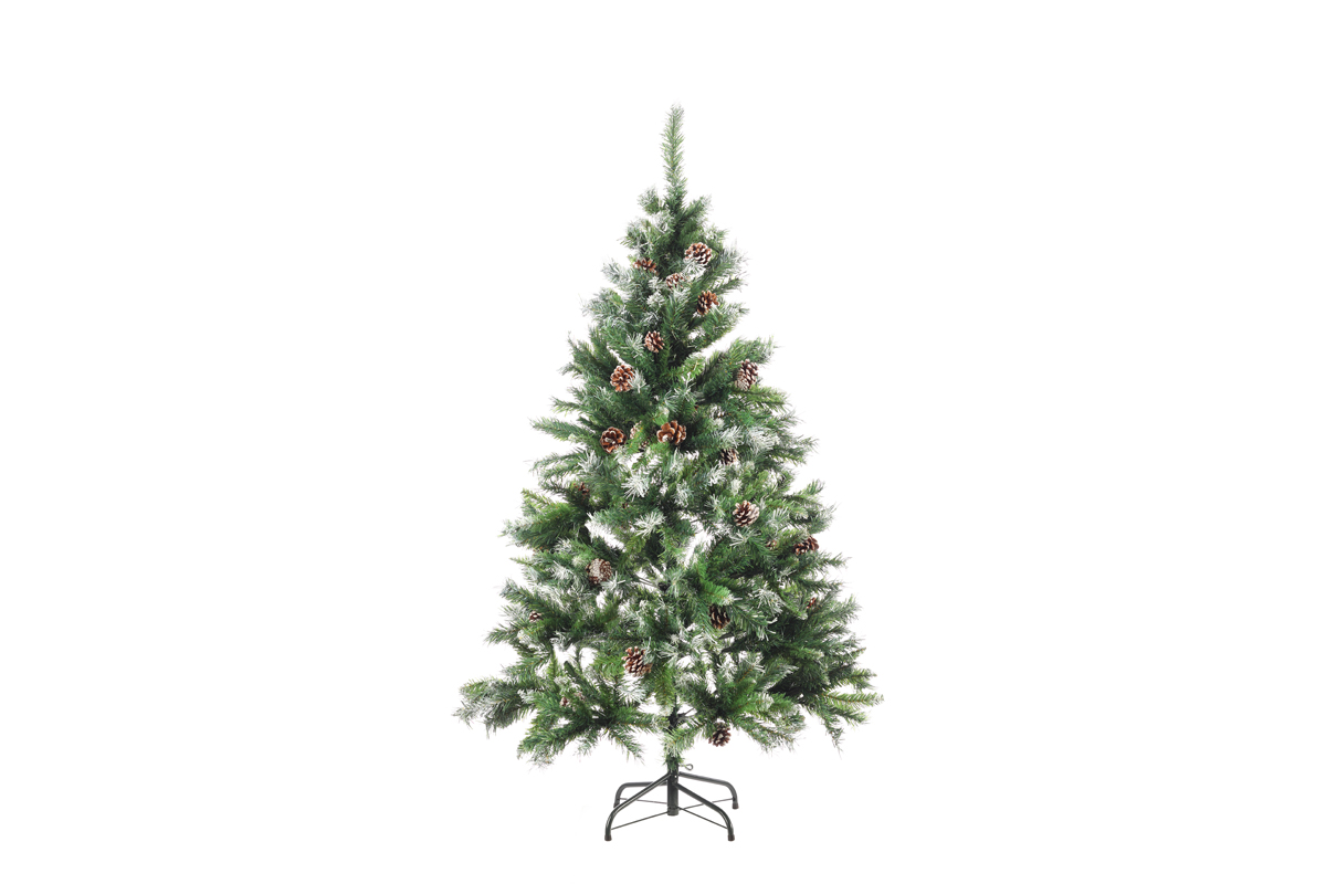 086859 Novogodišnja jelka, PVC, sa mrazom i šišarkama, 120 cm, 306 grana - Slika 1